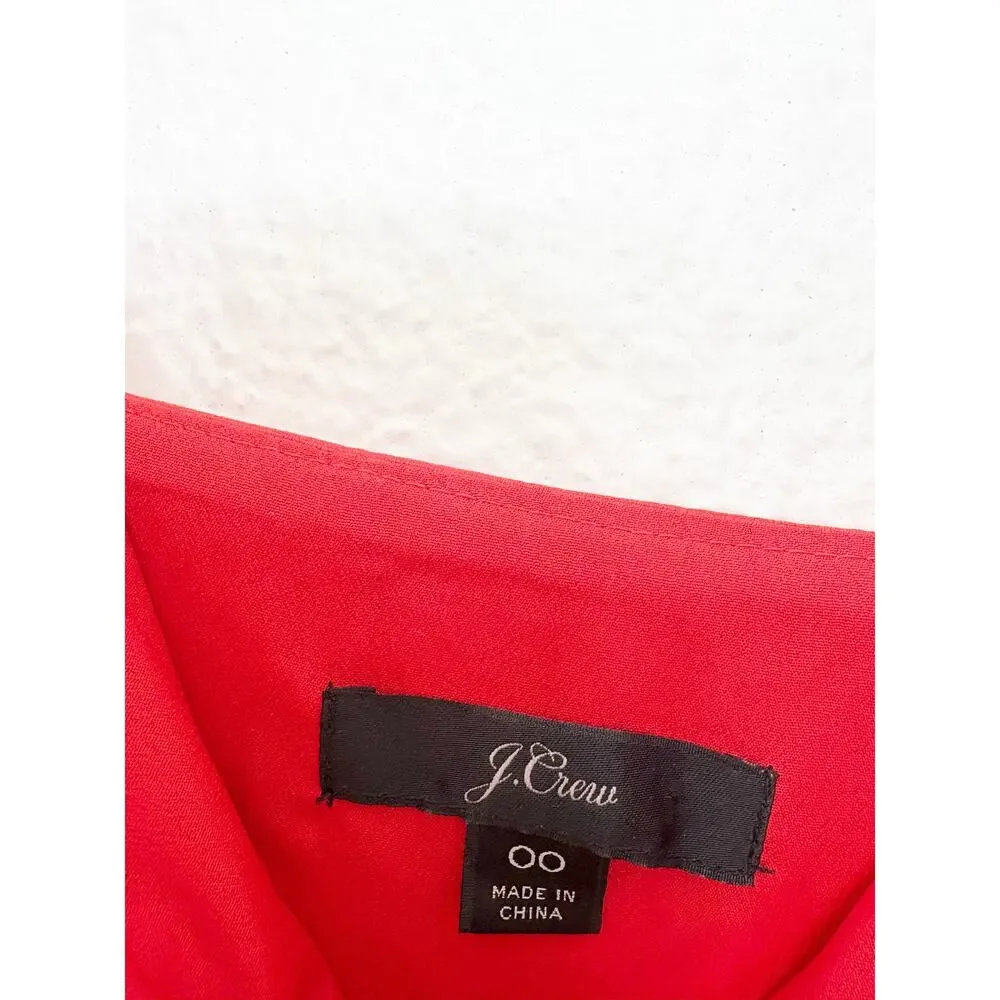 J. crew Red Aline Pleated Cocktail Dress Size 00 Vday Cocktail Wedding